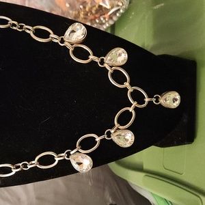 5/$12 jewelry Large Silver Chain with Rhinestones Necklace